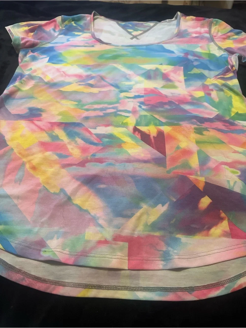 LUCY Brand  Multicolor Pastel Tie-Dye Crewneck Comfy Tee LARGE